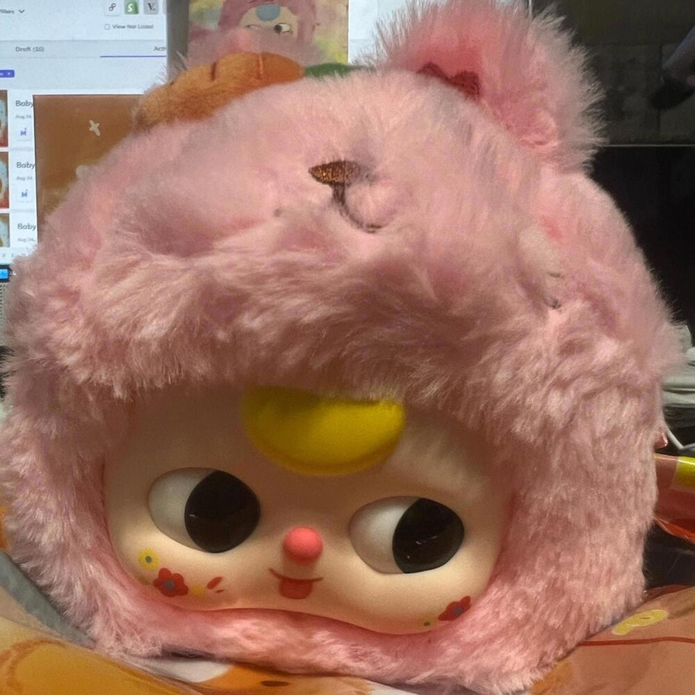 Baby Three Confirmed Box - Pink Bunny Original Plush Zipper Bag